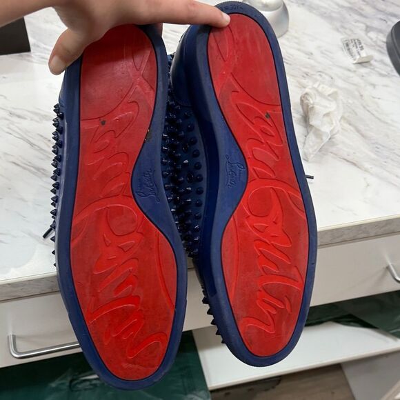 Christian Louboutin Blue Spiked Athletic Shoes - Picture 9 of 9
